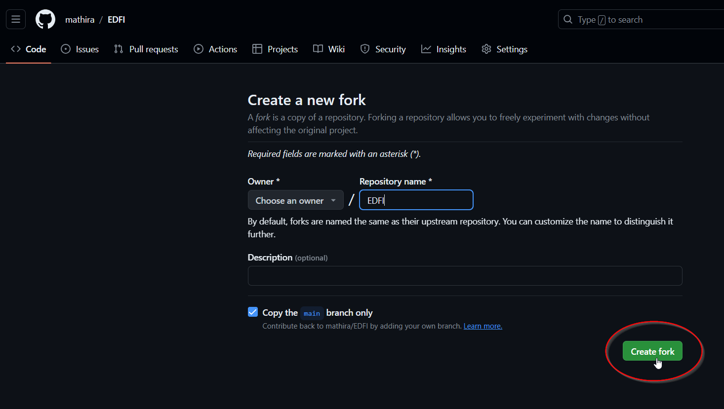 Create Fork